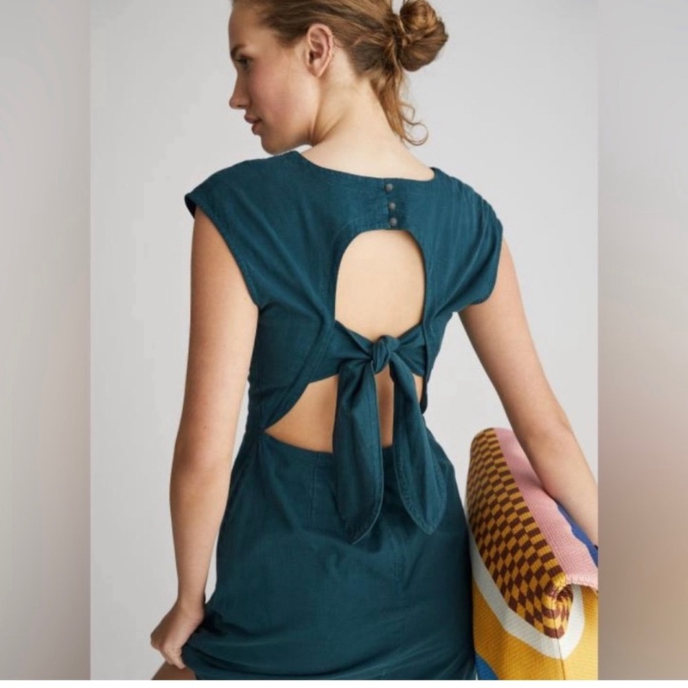 Anthropologie Utility Tie Back Mini Dress